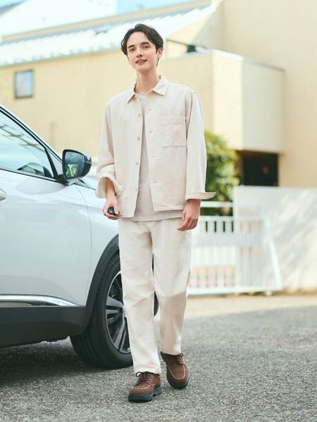 Брюки Uniqlo світлі Linen Blend Relaxed Trousers 8379 фото