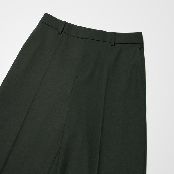 Брюки UNIQLO темно-зеленые Smart Wide Trousers 8093111 фото