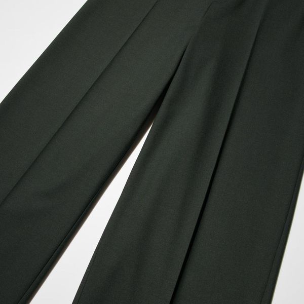 Брюки UNIQLO темно-зеленые Smart Wide Trousers 8093111 фото