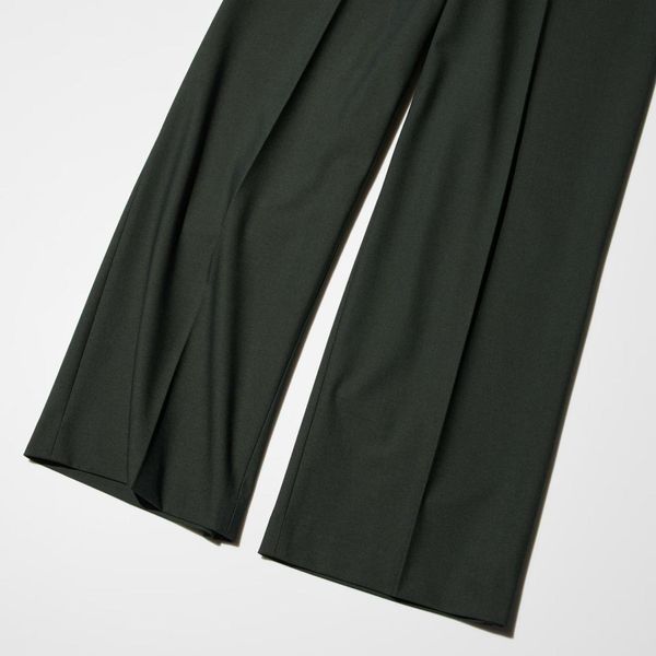 Брюки UNIQLO темно-зеленые Smart Wide Trousers 8093111 фото
