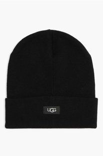 Шапка-бiнi UGG чорна Logo Knit Cuff Beanie  8353 фото
