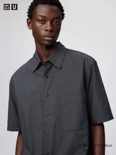 Сорочка Uniqlo U чорна  Boxy Shirt | Short Sleeve 84781 фото