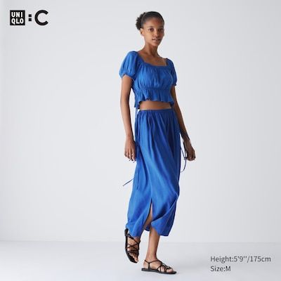 Юбка Uniqlo:С синя Gathered Long Skirt  6690 фото