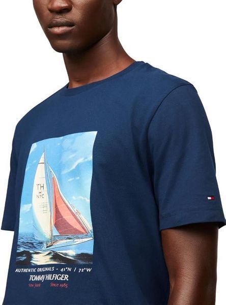 Футболка Tommy Hilfiger синяя Regular Fit Cotton T-Shirt 7920 фото