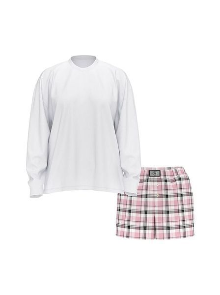 Пижама Victoria's Secret белая Flannel Long-Sleeve Tee-Jama Set 8065 фото