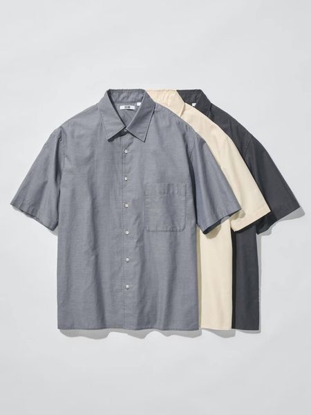 Рубашка Uniqlo U черная Boxy Shirt | Short Sleeve 84781 фото