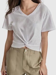 Футболка DKNY Jeans белая укороченная 7038 фото
