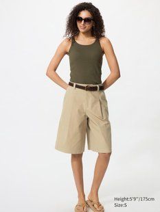 Шорты Uniqlo бежевые Jersey Pleated Shorts 85561 фото
