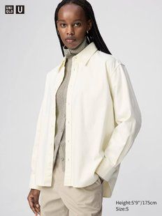 Сорочка Uniqlo U біла Denim Oversized Shirt 8020 фото
