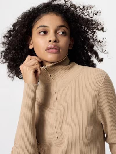 Платье Uniqlo бежевое Half-Zip Knit Dress 75181 фото