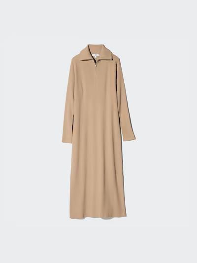Платье Uniqlo бежевое Half-Zip Knit Dress 75181 фото