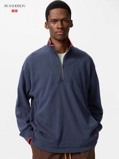 Світшот Uniqlo+JW Anderson синій Sweat Half-Zip Pullover 8375 фото