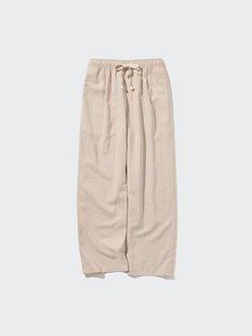 Брюки Uniqlo бежевi лляні Linen Blend Easy Trousers 72921 фото