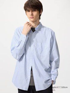 Сорочка Uniqlo в клітинку Broadcloth Shirt | Button Down | Checked 8370 фото