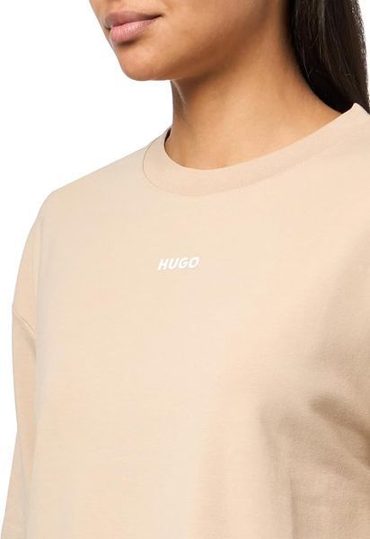 Футболка HUGO бежева Center Logo Relaxed Fit Short Sleeve T-Shirt 8460 фото
