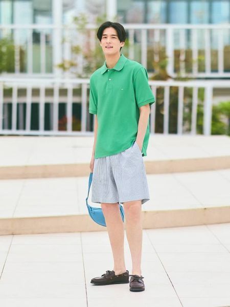Футболка-поло Uniqlo+JW Anderson зеленая DRY Piqu&eacute; T-Shirt 84181111 фото