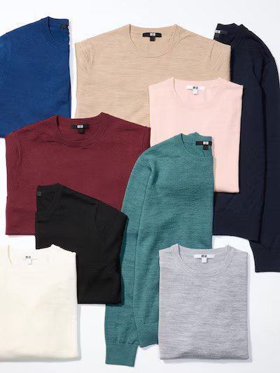 Джемпер Uniqlo рожевий з вовни 100% Merino Crew Neck Jumper 7124 фото
