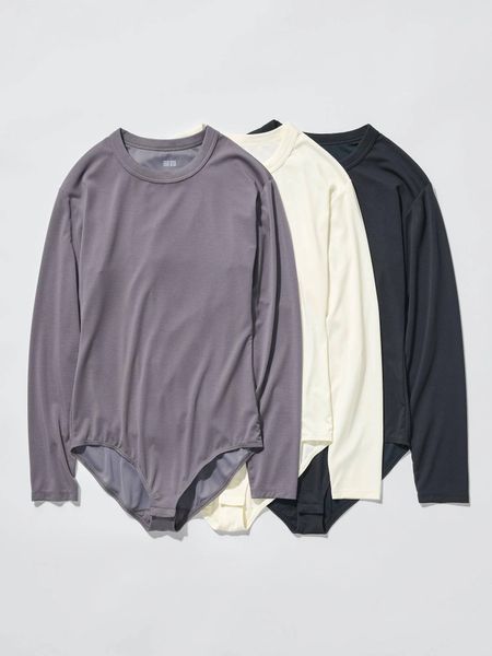Боді Uniqlo чорне AIRism Bodysuit | Long Sleeve 8561 фото