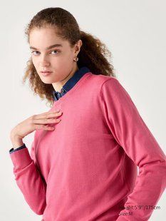 Джемпер Uniqlo рожевий з вовни 100% Merino Crew Neck Jumper 71241 фото
