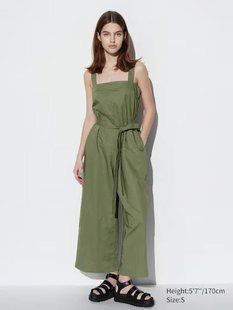 Комбінезон Uniqlo оливковий Linen Blend Jumpsuit  733011 фото