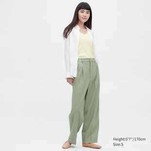 Брюки Uniqlo светло-зеленые широкие 6313 фото