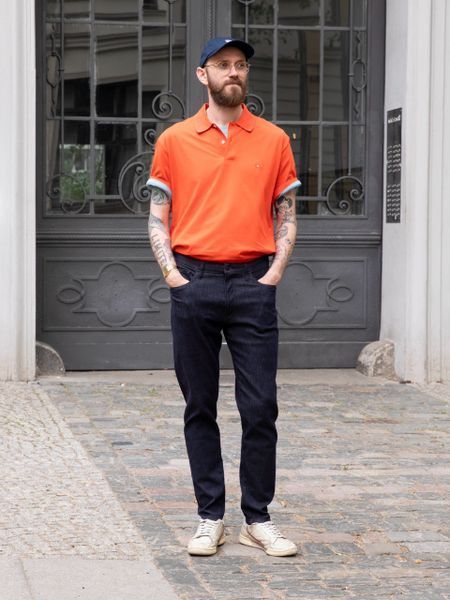 Футболка-поло Uniqlo+JW Anderson оранжевая DRY Piqu&eacute; T-Shirt 84171 фото