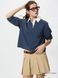 Джемпер-поло Uniqlo темно-синя Washed Cotton Polo Shirt (Long Sleeve) 8283 фото 1