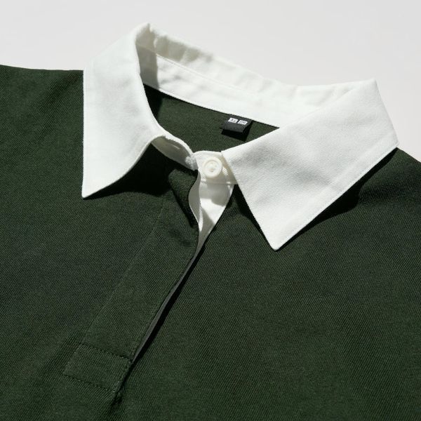 Джемпер-поло Uniqlo темно-синя Washed Cotton Polo Shirt (Long Sleeve) 8283 фото