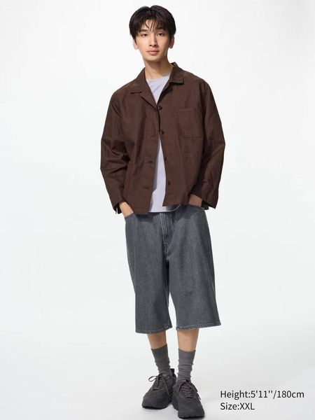 Жакет Uniqlo  коричневый льняной Linen Blend Coverall 83601 фото