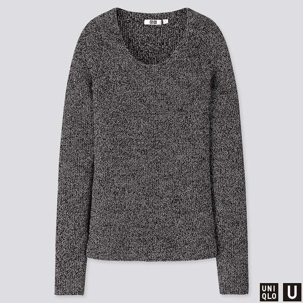 Серый меланжевый свитер Uniqlo 4160 фото