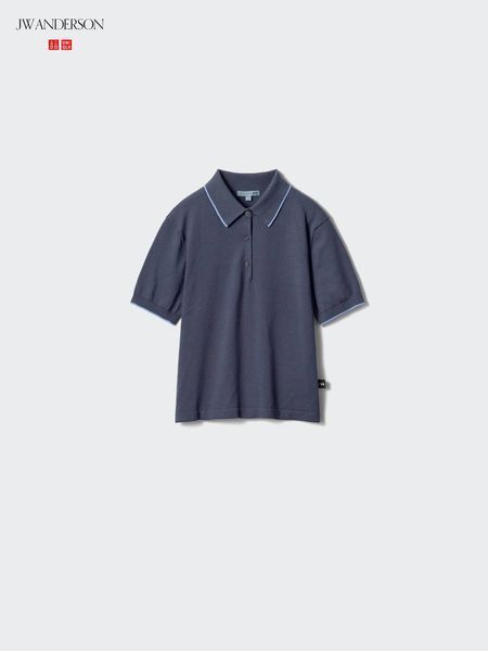 Футболка-поло Uniqlo+JW Anderson  темно-синяяPolo Jumper (Short Sleeve) 8309 фото