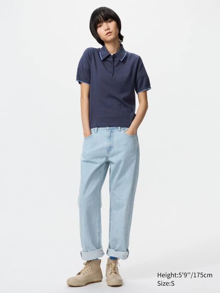 Футболка-поло Uniqlo+JW Anderson  темно-синяяPolo Jumper (Short Sleeve) 8309 фото