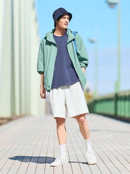 Футболка Uniqlo+JW Anderson синяя Colour Block T-Shirt  8530 фото