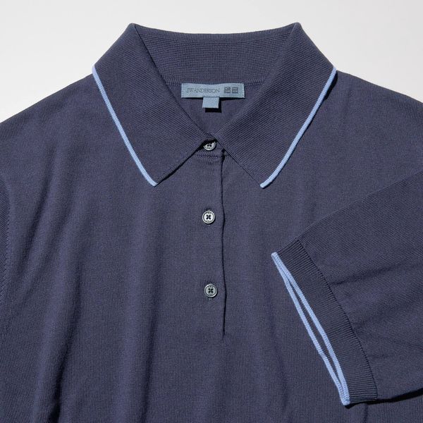 Футболка-поло Uniqlo+JW Anderson  темно-синяяPolo Jumper (Short Sleeve) 8309 фото