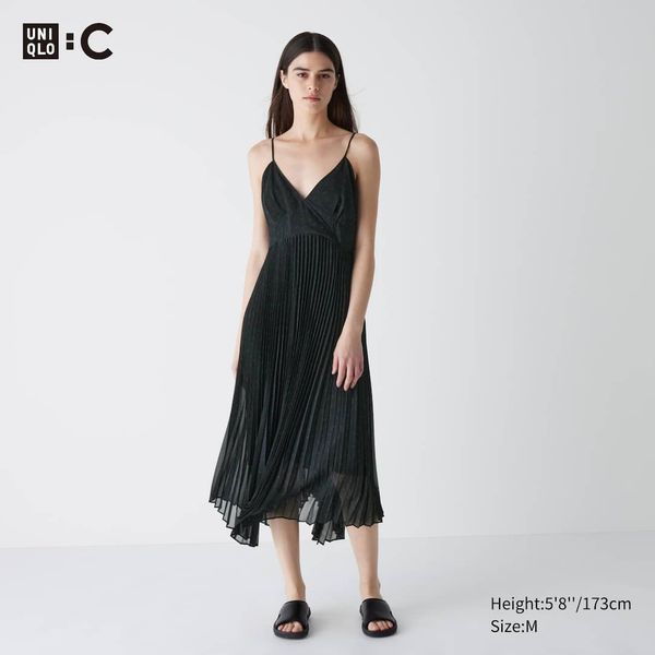 Сукня-камісоль Uniqlo:C чорна Pleated Camisole Printed Dress  6692 фото