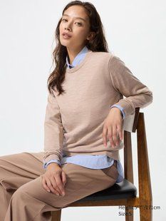 Джемпер Uniqlo бежевий з вовни 100% Merino Crew Neck Jumper 776611 фото