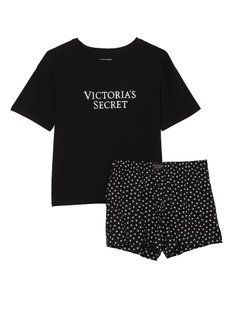 Пiжама Victoria's Secret чорна Cotton Short Tee-Jama Set 6986 фото