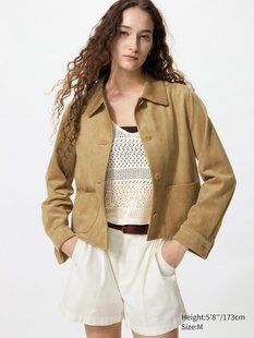 Жакет Uniqlo коричневий Suede Effect Short Jacket 8541 фото