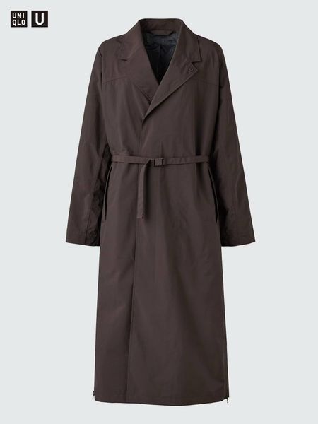 Пальто Uniqlo U коричневое однобортное Single Breasted Long Coat 7998 фото