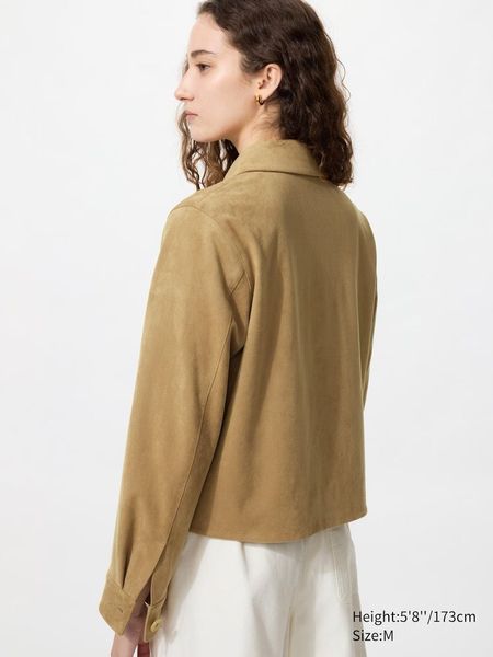 Жакет Uniqlo коричневий Suede Effect Short Jacket 8541 фото