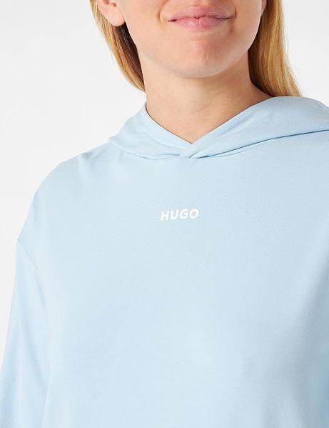 Худі HUGO блакитна Relaxed-fit Hoodie in Soft-Brushed Jersey with Logo 8464 фото