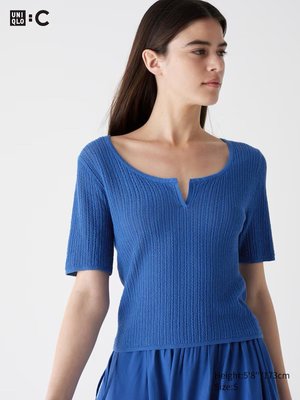 Кофта Uniqlo:С синя Lace Key Neck Short Jumper  6835 фото