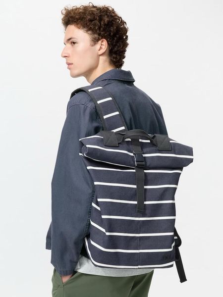 Рюкзак Uniqlo+JW Anderson темно-синий в полоску Roll Top Backpack (Striped) 8333 фото