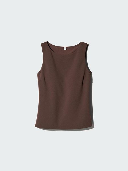 Топ Uniqlo коричневий AIRism Crepe Jersey Boat Neck Bra Top AIRism 8421 фото