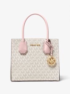 Сумка Michael Kors ванiльна Mercer Medium Logo And Leather Accordion Crossbody Bag 8303 фото