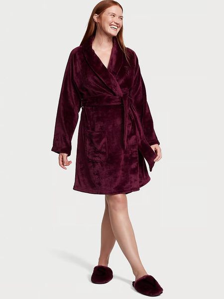 Халат Victoria's Secret бордовий Short Cozy Robe  6880 фото