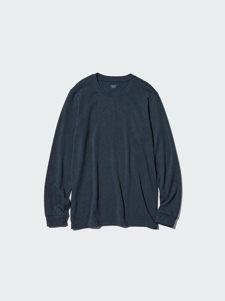 Лонгслив Uniqlo темно-синий HEATTECH Extra Warm Cotton Crew Neck T-Shirt (Long Sleeve) 8097 фото