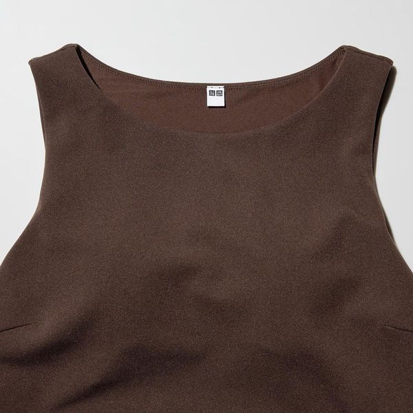 Топ Uniqlo коричневый AIRism Crepe Jersey Boat Neck Bra Top AIRism 84211 фото