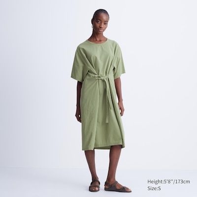 Сукня Uniqlo U оливкова 3Way Seersucker Short-Sleeve Dress 6696 фото