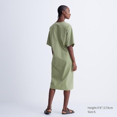 Сукня Uniqlo U оливкова 3Way Seersucker Short-Sleeve Dress 6696 фото